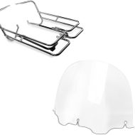 Sett: Twin Rail bagasjeholder egnet for Harley Davidson Touring 97-08 med beskyttelsesstang Craftride + frontrute 12,5" egnet for Harley Davidson Electra-Street Glide 96-13 klar Craftride