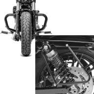 Sett: Crash bar Bart egnet for Harley Davidson Sportster 04-20 Crash bar svart Craftride + salveskeholder egnet for Harley Davidson Sportster 04-20 svart Craftride