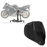Set: Zentralständer Honda CBR 1100 XX 97-07 Motorradheber Power-Evo + Abdeckplane XL Abdeckhaube in schwarz_1