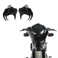 Sett: lampemaske MG8 egnet for Dyna Street Bob 06-17 lampebekledning Craftride + frontruteklips 49 mm egnet for - 05-20 frontruter svart