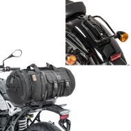 Sett: Motorsykkel hale bag Bagtecs TB8 bagasjerull inkl. spennstropper 35 liter i sort + bagasjeholder egnet for Harley Davidson Sportster 04-20 Solo Rack Craftride sort.