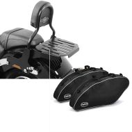 Sett: Sissy bar egnet for Harley Davidson Softail Sport Glide 18-24 Craftride Fast Driver-M inkl. bagasjehylle svart + innvendige koffertvesker som passer til Harley Davidson Sport Glide 18-24 Crafride koffertvesker.
