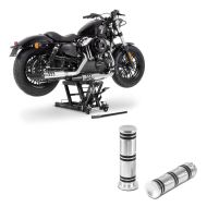 Set: Hebebühne Mid-Lift L Motorradheber für Harley und Chopper bis 680 kg + Lenker-Griffe 1" Zoll CG11 CNC Alu für Harley- Kawasaki Yamaha Suzuki_1