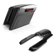Sett: Sidekasse strukket egnet for Harley Davidson Touring-modeller 94-13 Craftride svart matt + bakskjermforlengelse egnet for Harley Davidson Touring 96-08 Craftride