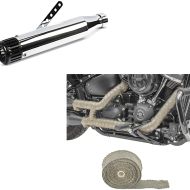 Sett: Eksos rett bakre lyddemper Slip-On Caferacer krom + varmebeskyttelsestape eksostape titan