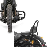 Sett: Crash bar Bart egnet for Harley Davidson Softail Street Bob / Standard 18-24 Craftride svart + Sissy bar S egnet for Harley Davidson Softail Street Bob 18-24 SRL svart Craftride