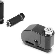 Sett: Håndtak 1" tommer Craftride CG14 CNC aluminium egnet for Kawasaki Yamaha Suzuki Honda svart + bremseskivelås alarm 120dB BS-Motoparts tyveribeskyttelse motorsykkel svart