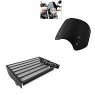 Sett: Frontrute egnet for Honda Rebel 500 CMX 17-24 Craftride frontrute svart + radiatordeksel egnet for Honda Rebel 500 CMX 17-24 radiatorgitter Zaddox KG1
