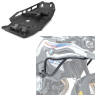 Sett: kåpebeskyttelsesstang egnet for BMW F 750 GS / BMW F 850 GS 18-22 tank-kranstang på toppen + motorbeskyttelse egnet for BMW F 750 GS 18-20 Motoguard aluminium frontspoiler undervognsbeskyttelse svart