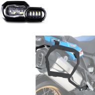 Sett: LED-frontlykt egnet for BMW F 650 GS 08-12 hovedlykt med ECE Lumitecs QL2 + taskeholder egnet for BMW F 650 GS 08-12 SLP for aluminiumskofferter og salvesker Bagtecs