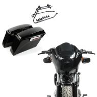 Sett: sidekasse sett egnet for Dyna Low Rider 08-17 DY1 Craftride + lampemaske MG8 egnet for Dyna Low Rider / S 99-17 lampebekledning røykgrå Craftride