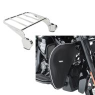 Set: Gepäckträger für Sissy Bar für Harley Street Glide 06-08 chrom Craftride + Sturzbügel Spritzschutz für Harley Street Glide 06-21 Beinwärmer Craftride_1