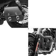 Sett: svingarm bag + holder egnet for Harley Davidson Sportster 883 Superlow 11-20 Craftride + crash bar egnet for Harley Davidson Sportster 883 Superlow 11-20 Bart krom Craftride