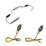Crash bar Yamaha XVS 650 Drag Star/Classic XV1 krom + LED-indikatorer egnet for Yamaha XVS 650 A Drag Star Classic med E-merke KP8 tonet