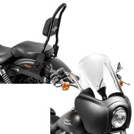Set: Sissybar Harley Davidson Dyna Low Rider 2006-2017 Craftride Fast Rider-M schwarz + Verkleidung MG5 für Harley Davidson Dyna Low Rider, Street Bob schwarz matt-klar Craftride_1