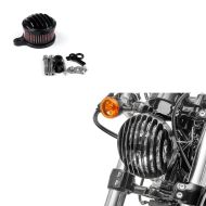 Sett: Luftfilterstripe egnet for Harley Davidson Sportster Forty-Eight 48 10-16 Craftride + frontlysgrill egnet for Harley Davidson Sportster Forty-Eight 48 10-20 svart fra Craftride