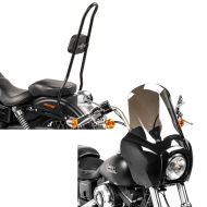 Sett: Sissy bar XL egnet for Harley Davidson Dyna Street Bob 09-17 Craftride SRL svart + frontkledning egnet for Harley Davidson Dyna Low Rider / Street Bob MG5 Craftride med vindu svart-røyk grå