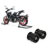 Sett: Motorsykkel reparasjonsstativ sett Constands FB motorsykkelstativ foran og bak + svingarmbeskytter racingadapter spoler egnet for reparasjonsstativ M6-8 karbon