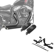 Craftride eksos kortskudd motorsykkel baklyddemper egnet for Harley Davidson Sportster 04-13 i sort + sett: fremre fotstøttesystem egnet for Harley Davidson Sportster 04-13 i svart + fotstøtter driver pillion BQ egnet for Harley Davidson Universal svart
