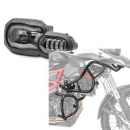 Sett: LED-hovedlykt egnet for BMW F 800 GS / Adventure 08-18 hovedlykt med ECE Lumitecs QL2 + crashbar sett egnet for BMW F 800 GS 13-17 topp og bunn crash bar