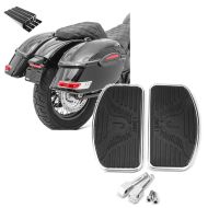 Sett: Motorsykkel sidekasse sett Craftride Delaware 33 liter hver høyre og venstre inkl. holdesett i svart + universelle løpebrett passasjerfotstøtter bak egnet for cruiser og chopper Craftride FB3.