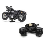 Sett: Motorsykkelløft ConStands miniløft saksejekk opp til 500 kg i sort + styrebryter egnet for Harley Davidson Dyna Sportster Softail V-Rod 96-13 styrebeslag svart