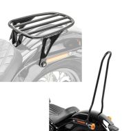 Sett: Bagasjehylle egnet for Harley Davidson Softail Street Bob 18-24 Solo Rack Craftride GS3 svart + Sissy bar egnet for Harley Davidson Softail Street Bob 18-22 Tampa XL svart Craftride