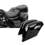 Sett: Motorsykkelsete Craftride RH3 egnet for Harley Davidson Touring 09-23 Komfortsete i sort + sidekasse sett egnet for Harley Davidson Touring 94-13 Craftride Stretched 35Ltr i svart