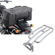 Sett: Motorsykkel hale bag Craftride SQ1 pillion bag for choppere og cruisere + bagasjehylle solo rack egnet for Harley Davidson Touring 97-05 krom Craftride