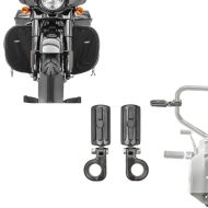 Sett: Motorsykkel crash bar fotstøtter Craftride CF15 for 32mm i svart + crash bar sprutbeskyttelse egnet for Harley Davidson Touring 80-24 benvarmere Craftride