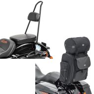 Sett: Sissy bar Tall passer for Harley Davidson Sportster 04-20 Craftride svart + motorsykkel sissy bar bag Craftride SXL halebag med bagasjerull i svart
