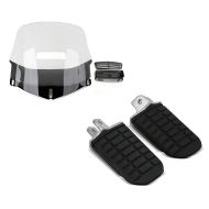 Sett: Frontrute Honda Goldwing GL 1800 01-16 med ventilasjonsgitter klar Craftride + førerfotstøtter egnet for Honda Goldwing GL 1800 01-16 foran Craftride
