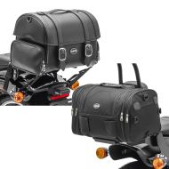 Sett: Motorsykkel hale bag Craftride FP Sissybar bag egnet for cruisere og retro 32 liter + Motorsykkel hale bag Craftride RB1 bagasjerull 24-30 liter egnet for chopper cruisere og custom sykler svart