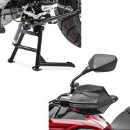 Sett: Hovedstativ med ABE Suzuki V-Strom 650 / XT 11-24 senterstativ ConStands i sort + håndbeskyttere egnet for Suzuki V-Strom 650 / 250 Motoguard HG2 svart