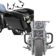 Sett: Sett med 2x sidekofferter med holder egnet for Honda Rebel 1100 CMX 21-24 Craftride Dallas venstre-høyre + crashbar egnet for Honda Rebel 1100 CMX 21-24 motorbeskyttelsesstang Craftride PM3