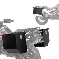 2x motorsykkel aluminium kofferter Bagtecs Atlas 36Ltr aluminium side kofferter svart økonomi sett