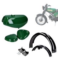 Sett med bensintank med sidedeksler + fender med skvettklaff egnet for Simson S50 S51 S70 Craftride green