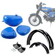 Sett med bensintank med sidedeksler + fender med skvettklaff egnet for Simson S50 S51 S70 Craftride blå