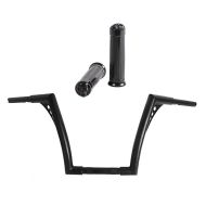 Sett: Styre med TÜV delesertifikat Ape Hanger Fat B2 1-1/4" høyde 12" + styrehåndtak CG14 egnet for Harley Davidson Craftride svart