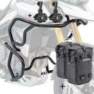 Sett Motoguard crash bar topp bunn + frontlykt egnet for Triumph Tiger 900 20-23 + vesker svart CB4