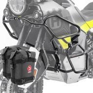 Sett med kollisjonsbøyler + vesker som passer til Husqvarna Norden 901 21-24 beskyttelsesbøyler topp bunn Motoguard svart