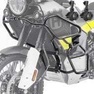 Sett med kollisjonsbøyler øverst og nederst + frontlykt egnet for Husqvarna Norden 901 21-24 Motoguard svart