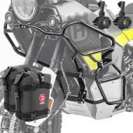 Sett med håndtak øverst og nederst + frontlykt egnet for Husqvarna Norden 901 21-24 + vesker Motoguard svart