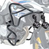 Sett med kollisjonsbøyler topp bunn XL + ekstra frontlykt egnet for BMW F 850 GS / F 750 GS 18-23 Motoguard svart
