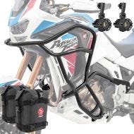 Sett med håndtak + ekstra frontlykter + håndtak bag egnet for Honda Africa Twin 1100 Adventure Sports 20-23 Motoguard KT14 svart