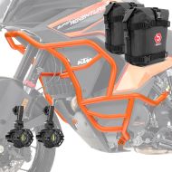 Sett med håndtak + ekstra frontlykter + håndtak bag egnet for KTM 1290 Super Adventure S / R 21-24 Motoguard KT26 oransje