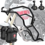 Sett med styrbøyler + ekstra frontlykter + håndbøylebag egnet for Yamaha Tenere 700 19-24 Motoguard KT38