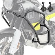 Sett med kollisjonsbøyler + ekstra frontlykter egnet for Husqvarna Norden 901 21-24 tåkelys Motoguard KT13 svart