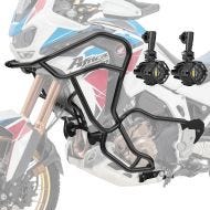 Sett med kollisjonsbøyler + tilleggslys egnet for Honda Africa Twin 1000 CRF 16-19 tåkelys Motoguard KT21