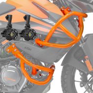 Sett med kollisjonsbøyler + ekstra frontlykter egnet for KTM 390 Adventure 20-24 tåkelys Motoguard oransje